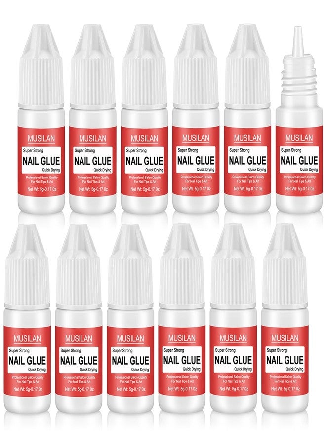 MUSILAN 12 Bottle 5g Nail Glue,Super Strong Nail Glue for Press On Nails,Professional Upgrade Safety & Quick Dry Nail Gel for Acrylic Nails Tips & False Nail Long Lasting for Stick On Broken - Image 1